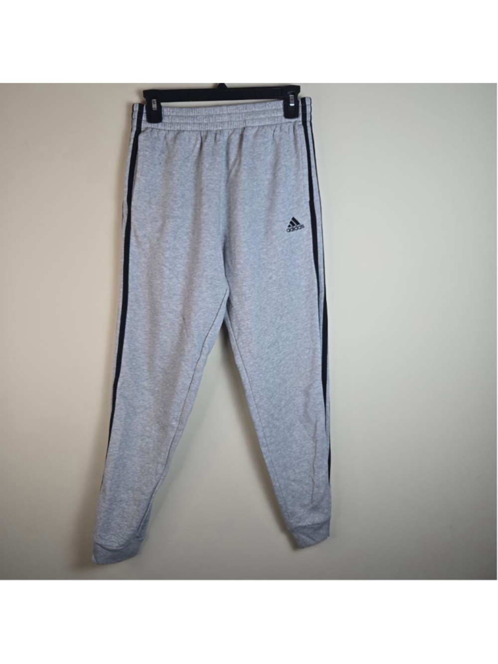 Boys Adidas Gray & Black Striped Sweatpants L